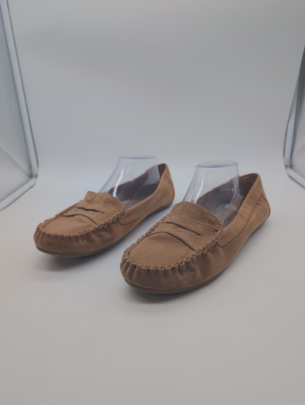 Dexflex Comfort Tan Faux Suede Penny Loafer Driving Mocs Flats Size 12